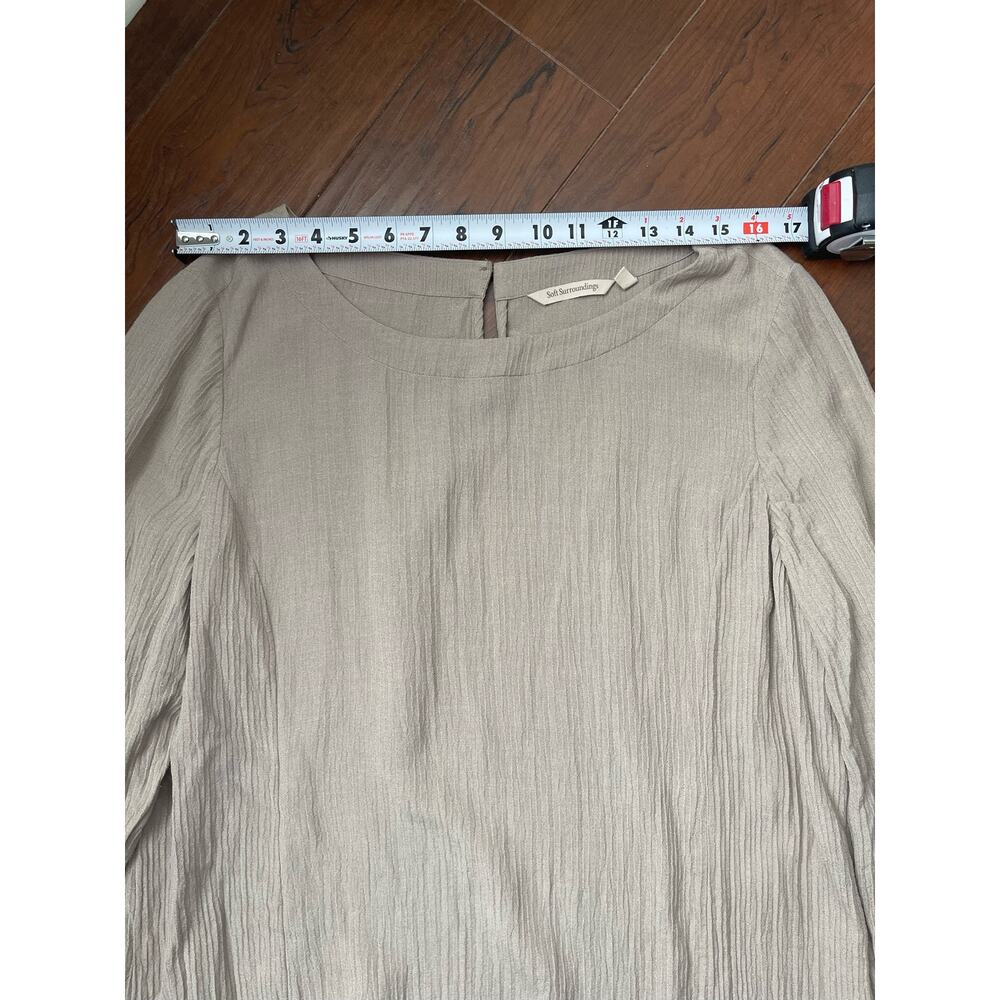 Soft Surroundings Oceo Gauze Tunic Top Pebble Taupe Button Detail Size Large - Picture 5 of 10